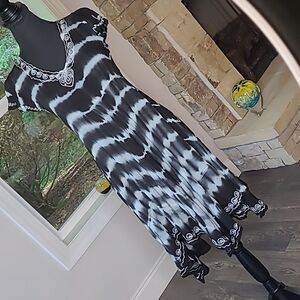 Shoreline Black and White Tie-Dye Dress